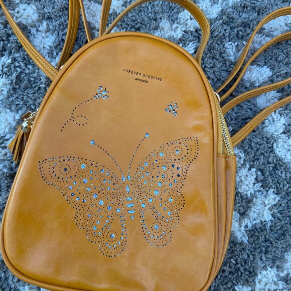 Butterfly Backpack Handbag Yellow Sequin Butterfly mini backpack - Picture 5 of 13